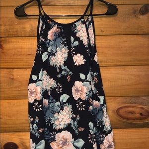 Navy floral tank top